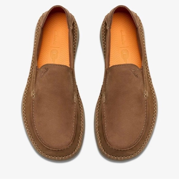 CLARKS $135 Men’s Gorsky Free Cola Brown Suede Moccasin Shoes Size 8 NIB - Picture 4 of 12